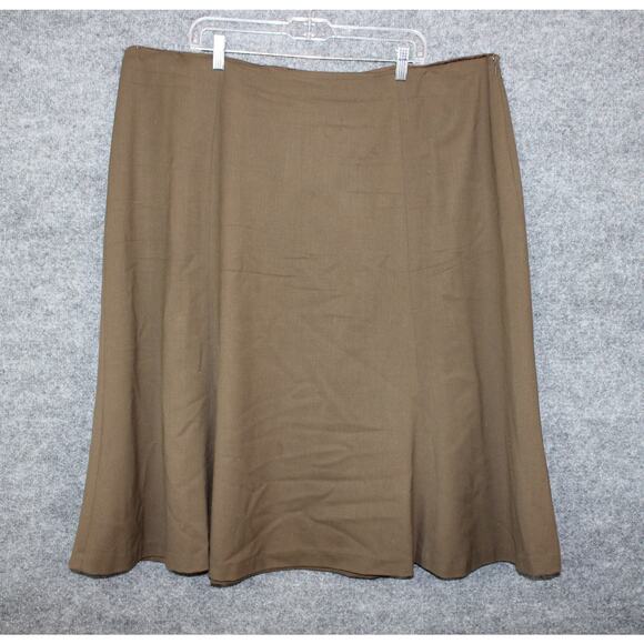 Lauren Ralph Lauren Wool Skirt Women's Size 22 Fit Flare Olive Green - Picture 1 of 9